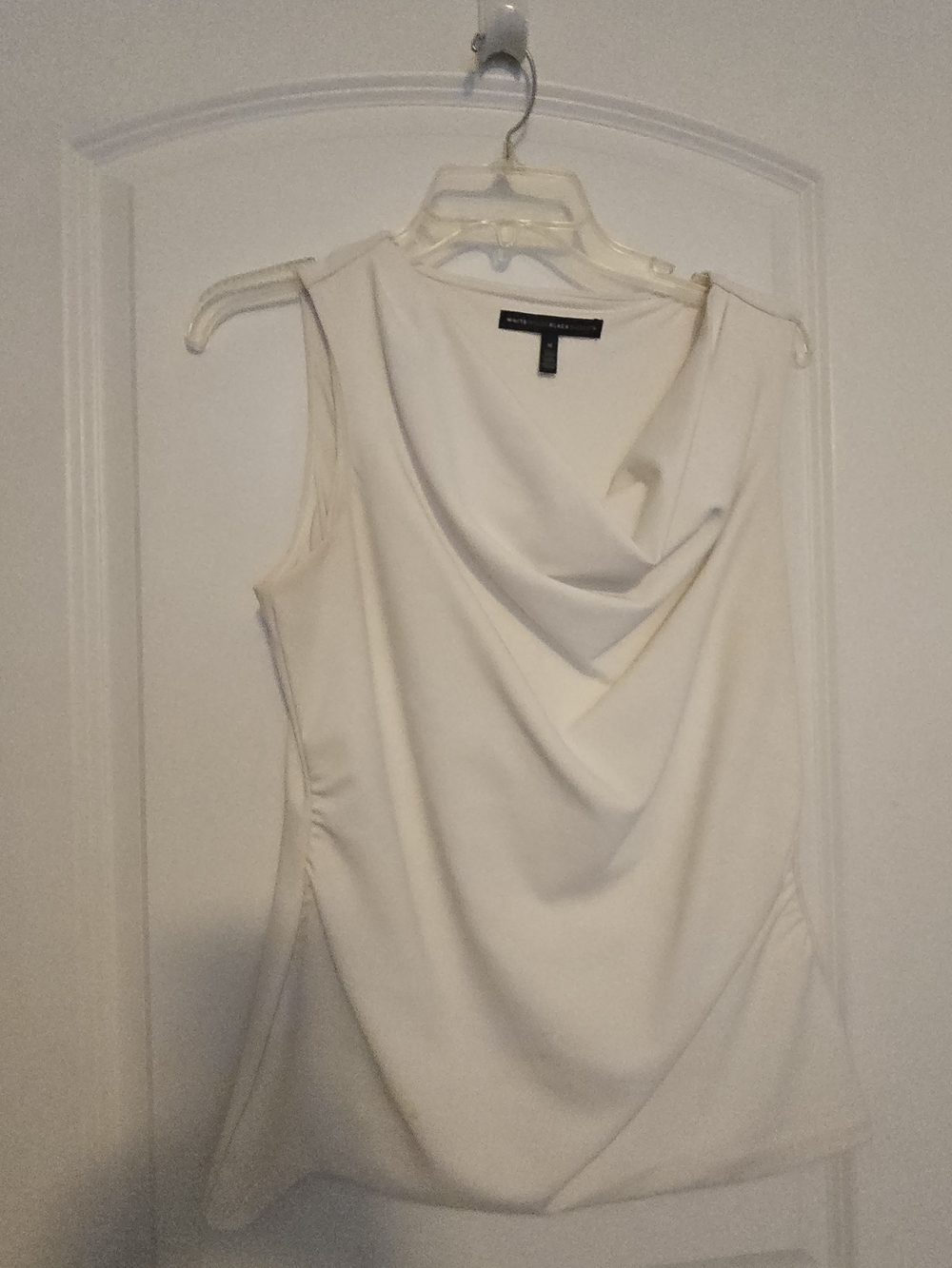 White House Black Market Ivory Draped Cowl Neck Sleeveless Top